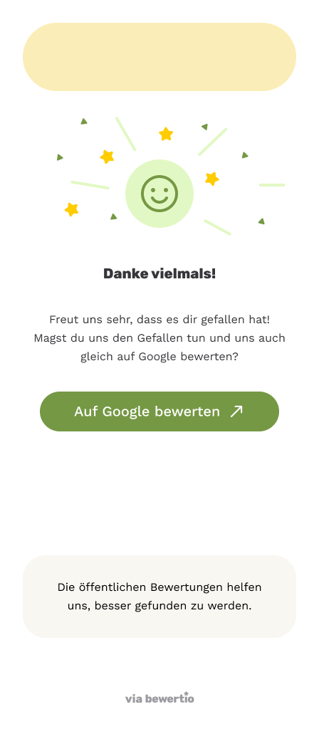 bewertio Bewertungsseite auf dem Smartphone